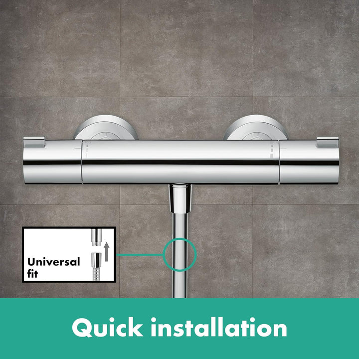 hansgrohe Crometta - Duschset mit Thermostat Ecostat 1001 CL, runder Duschkopf mit Brausestange 65cm