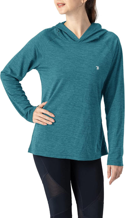 YSENTO Damen Laufshirt Langarm Sportshirt UPF 50+ Schnelltrocknend UV Schutz Hoodie Pullover Wanders