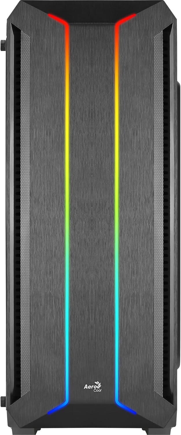 Aerocool SKYLINEV2BK, PC ATX Gehäuse, Dual Front Panel LED ARGB, ARGB 12cm Lüfter, Schwarz Schwarz S