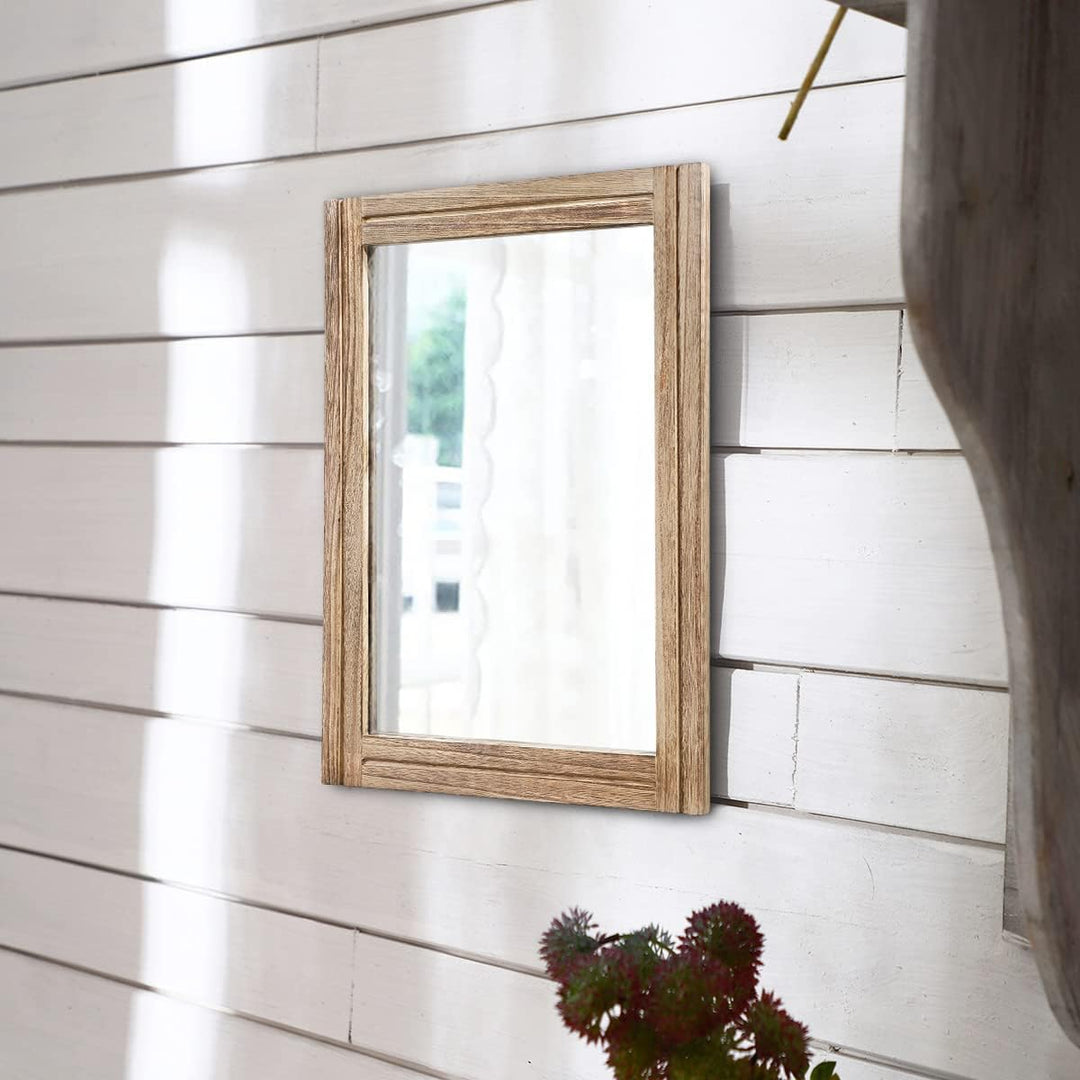 AAZZKANG Rustikale Spiegel für Wand, rechteckig, Holzrahmen, Spiegel, Bauernhaus, Schlafzimmer, Bade