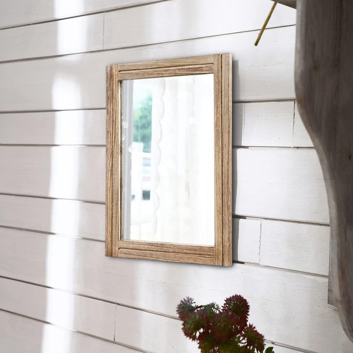 AAZZKANG Rustikale Spiegel für Wand, rechteckig, Holzrahmen, Spiegel, Bauernhaus, Schlafzimmer, Bade