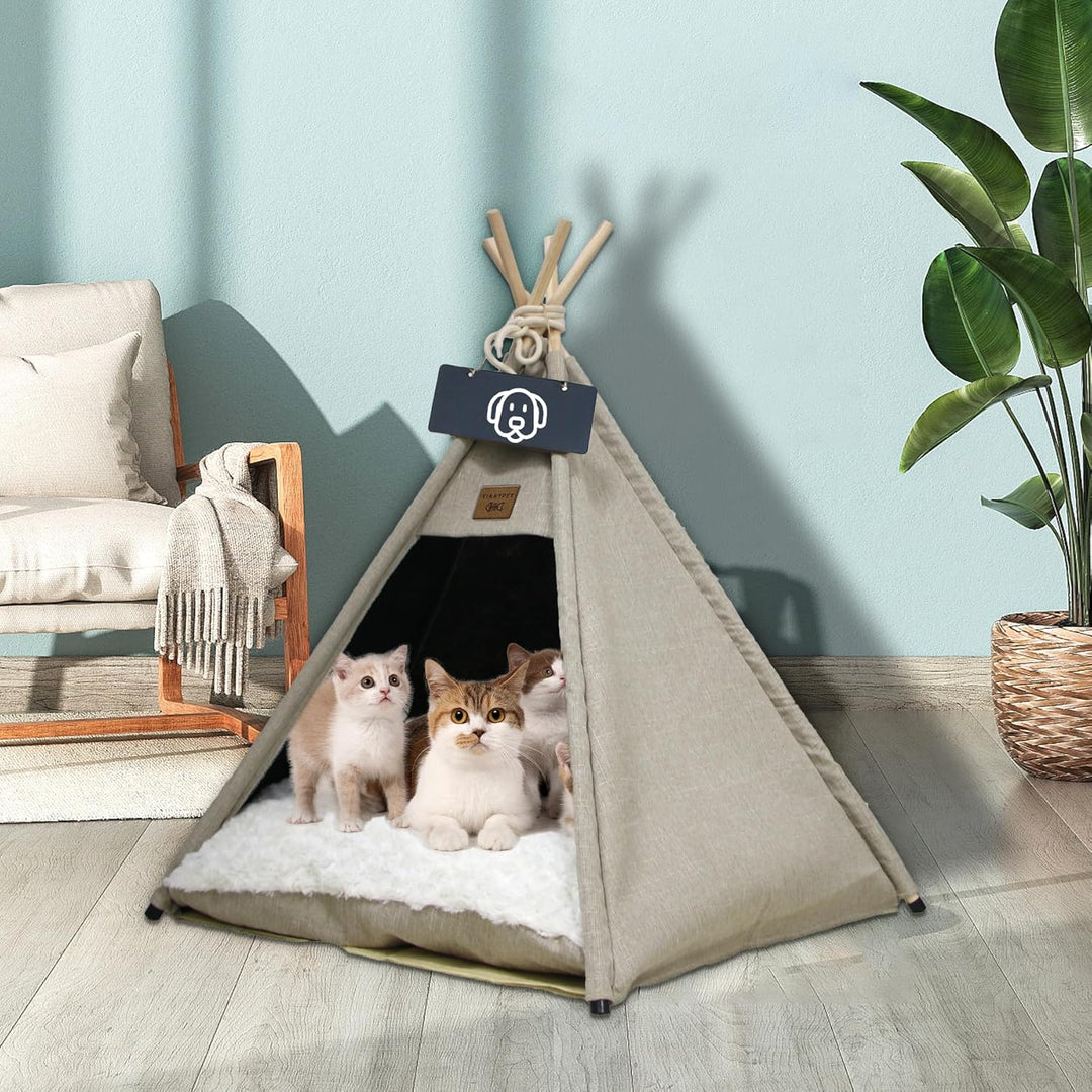 Tipi Zelt fur Katzen und Hunde Haustierzelte Häuser mit Plüschkissen Luxery Hundezelt Katzenzelt Abn
