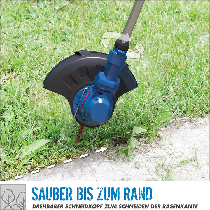 Güde 58599 Akku Rasentrimmer RT 18-0 (Inkl. 20 Ersatzmesser, 180° drehbarer Trimmerkopf, Pflanzensch