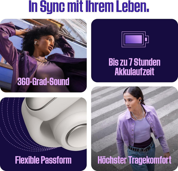 Bose Ultra Open Earbuds mit Bluetooth und OpenAudio Technologie, Clip On Kopfhörer, kabellose Open E