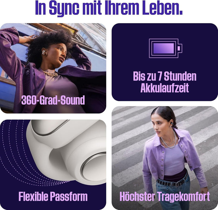 Bose Ultra Open Earbuds mit Bluetooth und OpenAudio Technologie, Clip On Kopfhörer, kabellose Open E