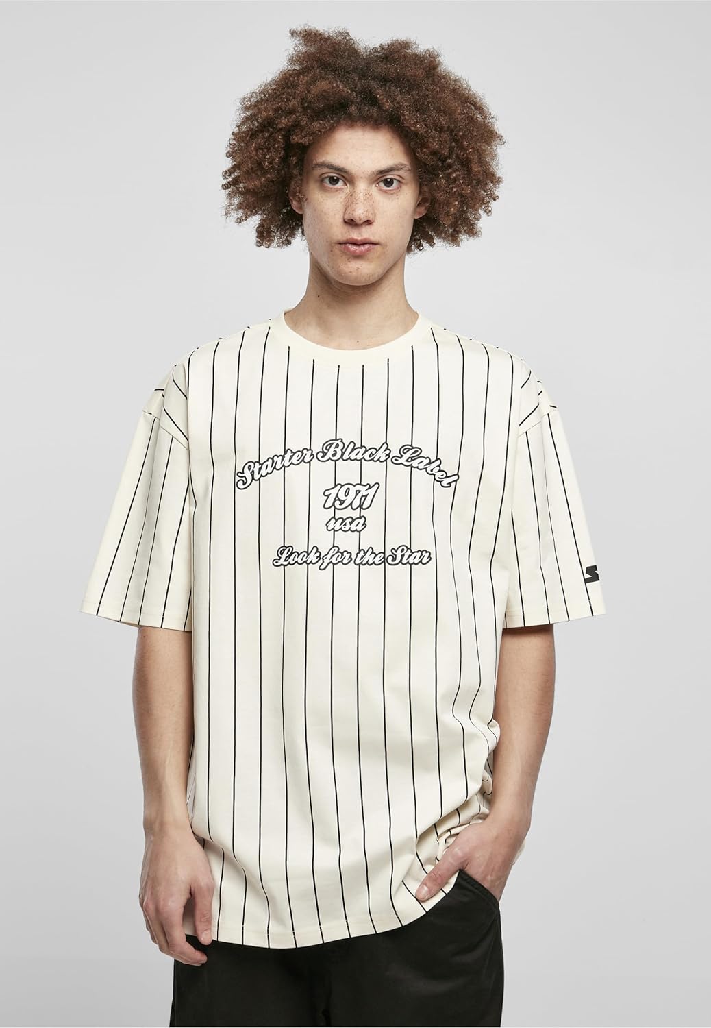 STARTER BLACK LABEL Herren Starter Pinestripe 1971 Tee, Palewhite