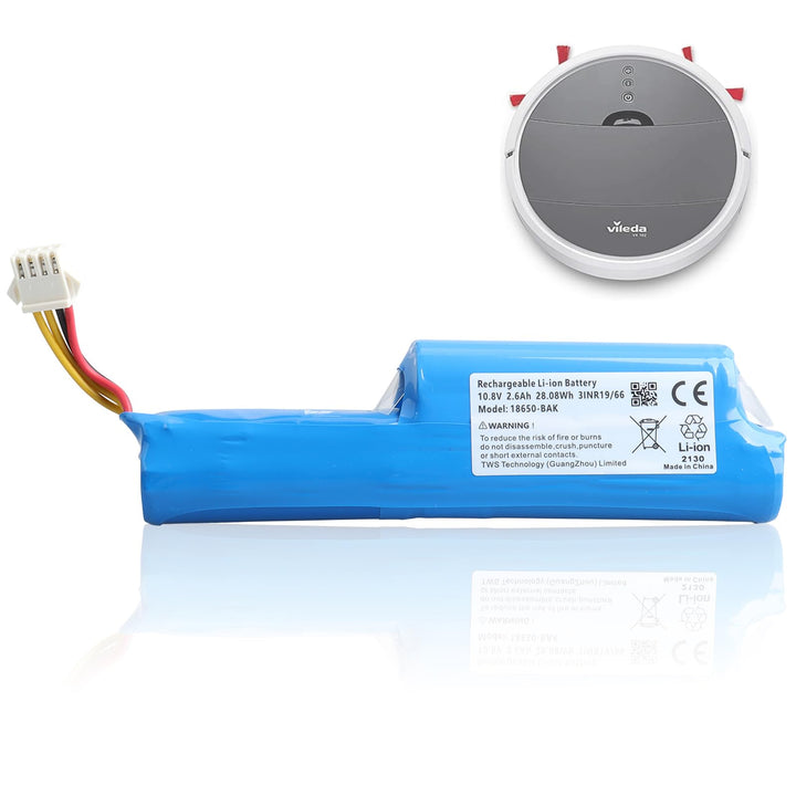 2600mAh Li-Ion Akku Kompatibel mit Vileda VR 102, VR One, VR 201 PetPro, VR 303, Ersetzt 0769-03, 18