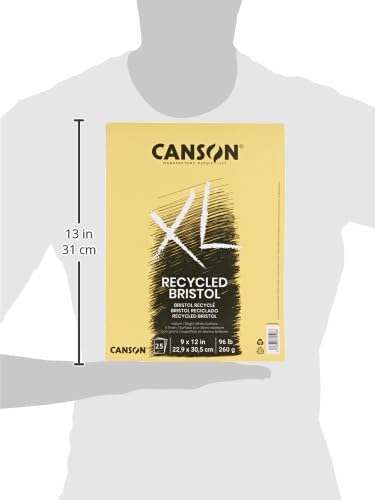 Canson XL Series Recycling-Bristol-Papierblock, doppelseitig, glatt und Pergamentpapier für Bleistif