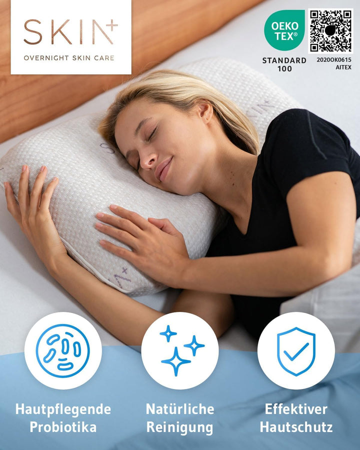 Gesundheitskissen maBELLA | Nackenkissen mit SKIN+ Bezug &amp; Probiotika zur Hautreinigung &amp; Pflege | A