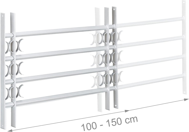 Relaxdays Fenstergitter Einbruchschutz, Ausziehbar, Aussen, Verzinkt, Stahl, 600 x 1000-1500 mm, Sic