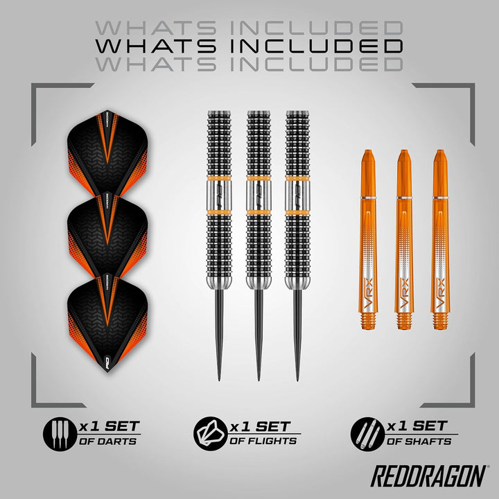RED DRAGON Amberjack Series Steel Profi Dartpfeile Steeldarts Set mit Flights und Schäfte 22.0 Gramm