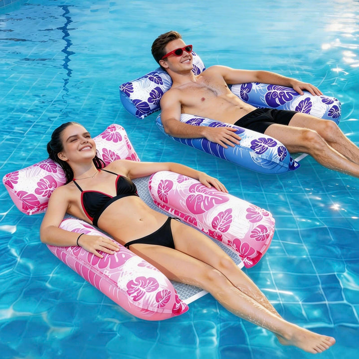 Luftmatratze Pool Wasserhängematte, 2 Stück Luftmatratze Pool Erwachsene, Schwimmsessel mit Rückenle