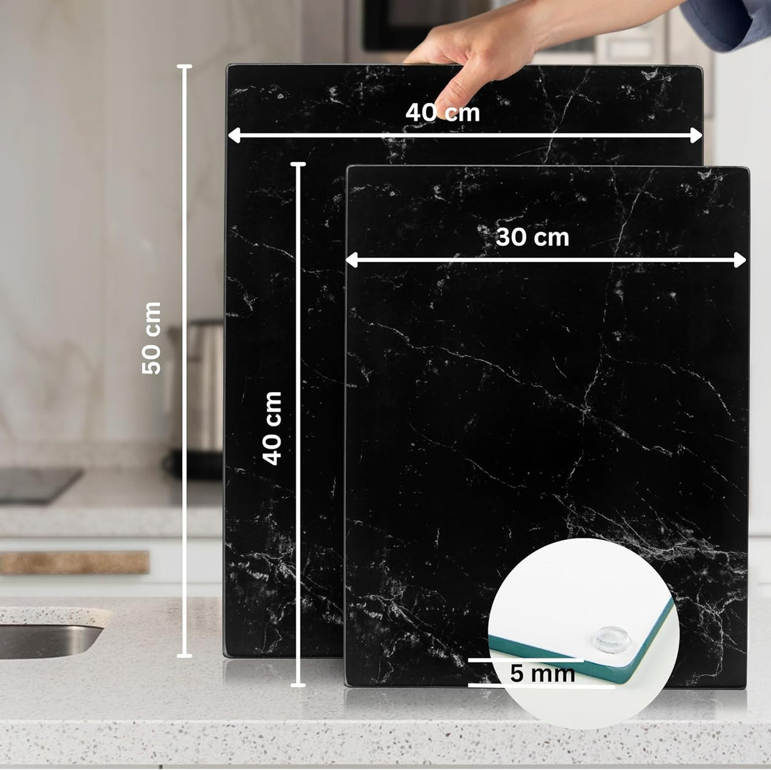 Kitchenville Glas-Schneidebrett, gross, 50 x 40 cm: Glas-Arbeitsplattenschutz für Küchen, langlebige