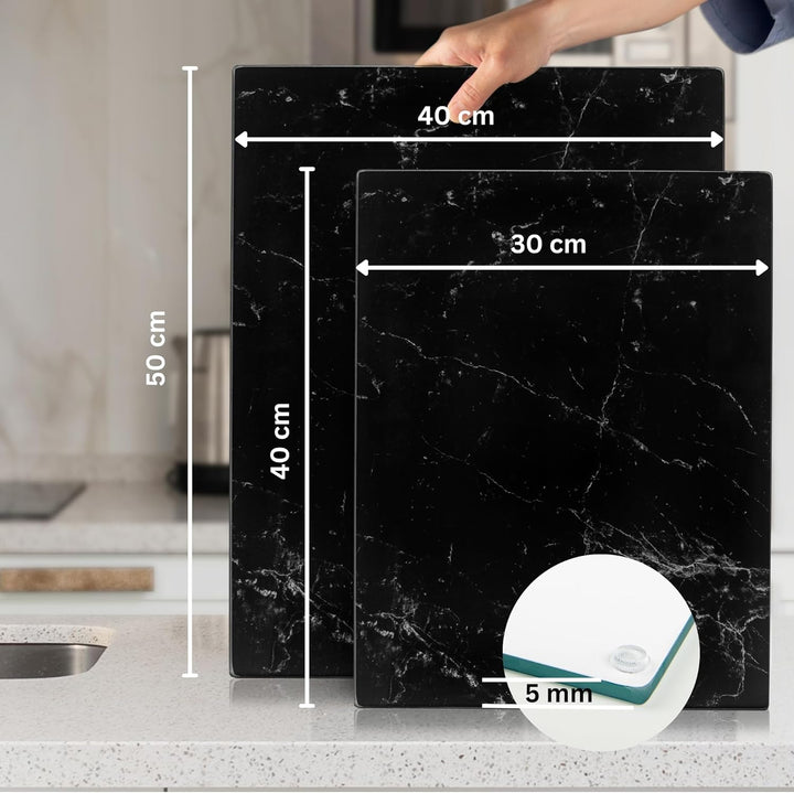 Kitchenville Glas-Schneidebrett, gross, 50 x 40 cm: Glas-Arbeitsplattenschutz für Küchen, langlebige