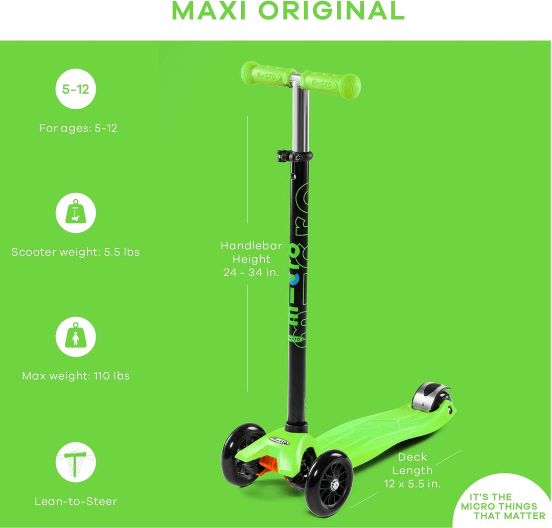 Maxi micro Classic Kinderroller mit T-Lenker ab 5 Jahren Variante Lemon Green grün, grün