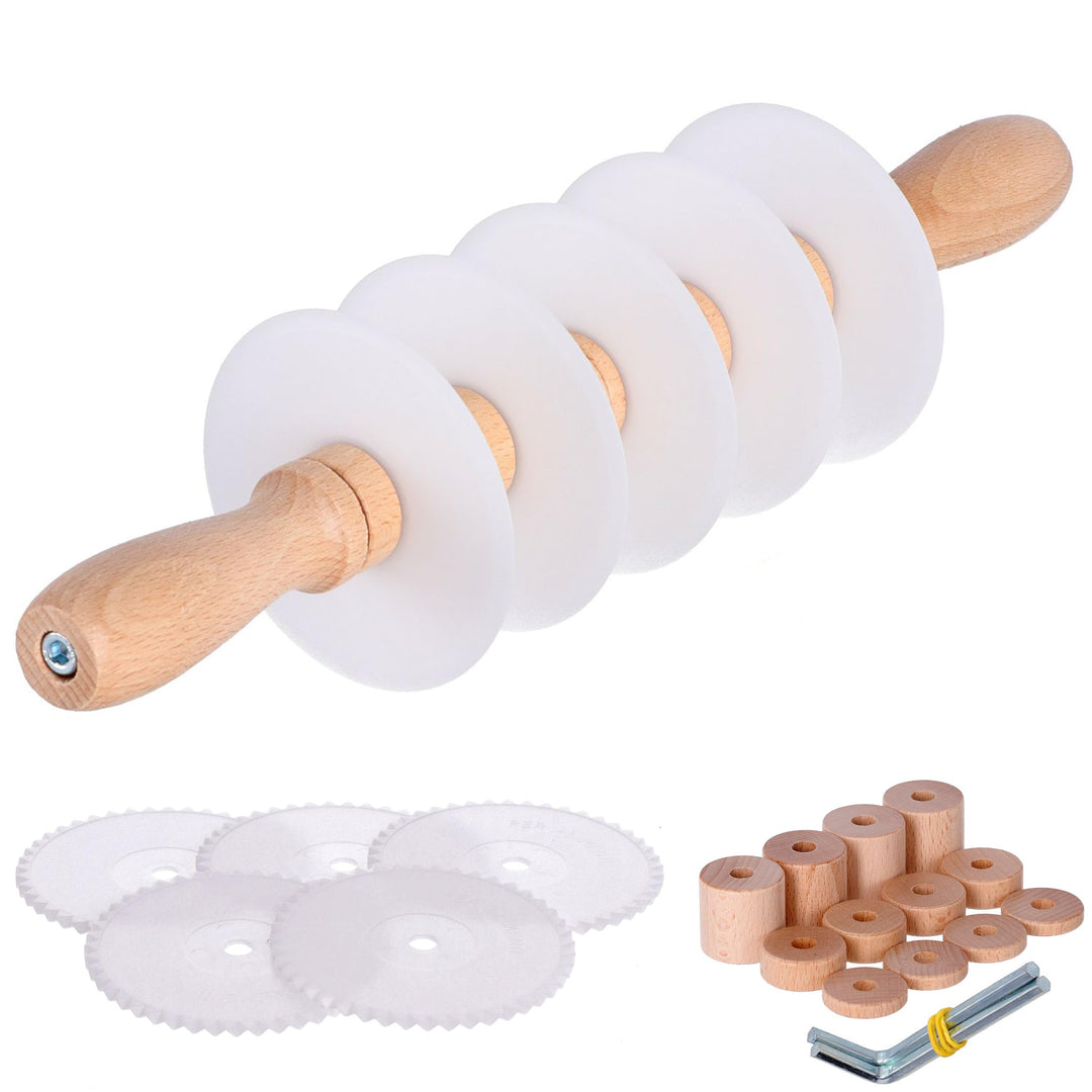 Tagliapasta Verstellbare Walze | Professioneller Blätterschneider mit 5 glatten Klingen + 5 Derlin-Z