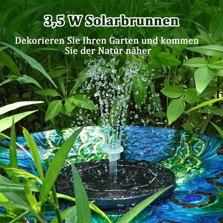 AISITIN LED Solar Springbrunnen für Aussen mit 3000mAh Akku, 3,5W Solar Schwimmender Fontäne Pumpe m