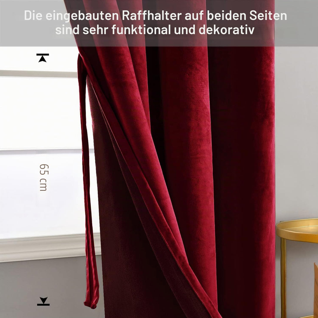JIUZHEN Verdunklungsvorhang aus Samt,2er Set weiche blickdichte Gardinen mit Ösen für Schlafzimmer,1