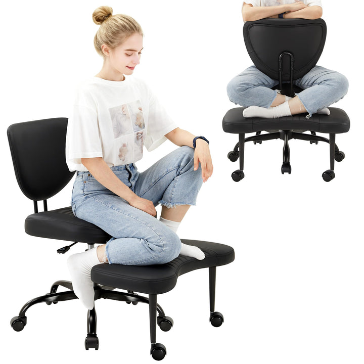 IWMH Kreuzbein-Bürostuhl mit Rollen, ADHS-Schreibtischstuhl für Erwachsene, Meditationsstuhl, höhenv