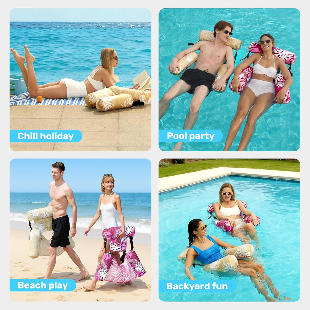 SLOOSH Aufblasbare Luftmatratze Pool für Erwachsene, 2er schwimmende Pool-Flösse, aufblasbare Pool-N
