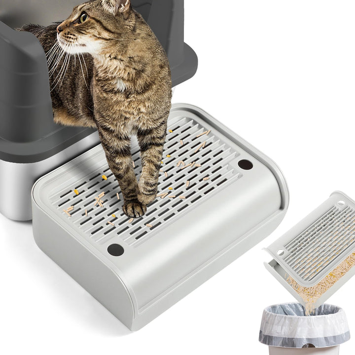 Kalolary Katzenrampe für Katzentoiletten, Katzen Trethocker mit Filterfunktion Leicht Reinigen Haust