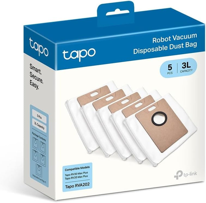Tapo RVA202 Einweg-Staubbeutel für Saugroboter (5 Stück), Kompatibel mit RV30 Max Plus und RV20 Max