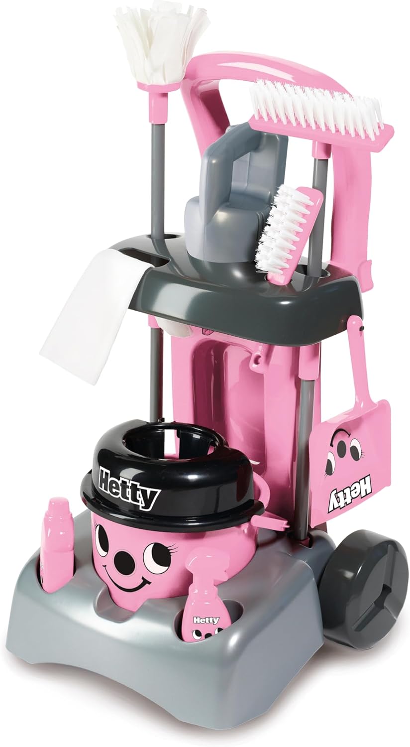 Casdon Henry & Hetty Spielzeug – Hetty Deluxe Putzwagen – Rosa Spielset im Hetty Design mit funktion