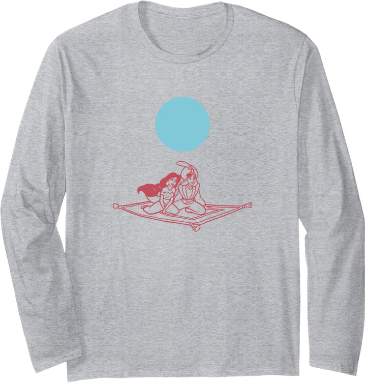 Disney Aladdin And Jasmine Flying Carpet Outline Sketch Langarmshirt