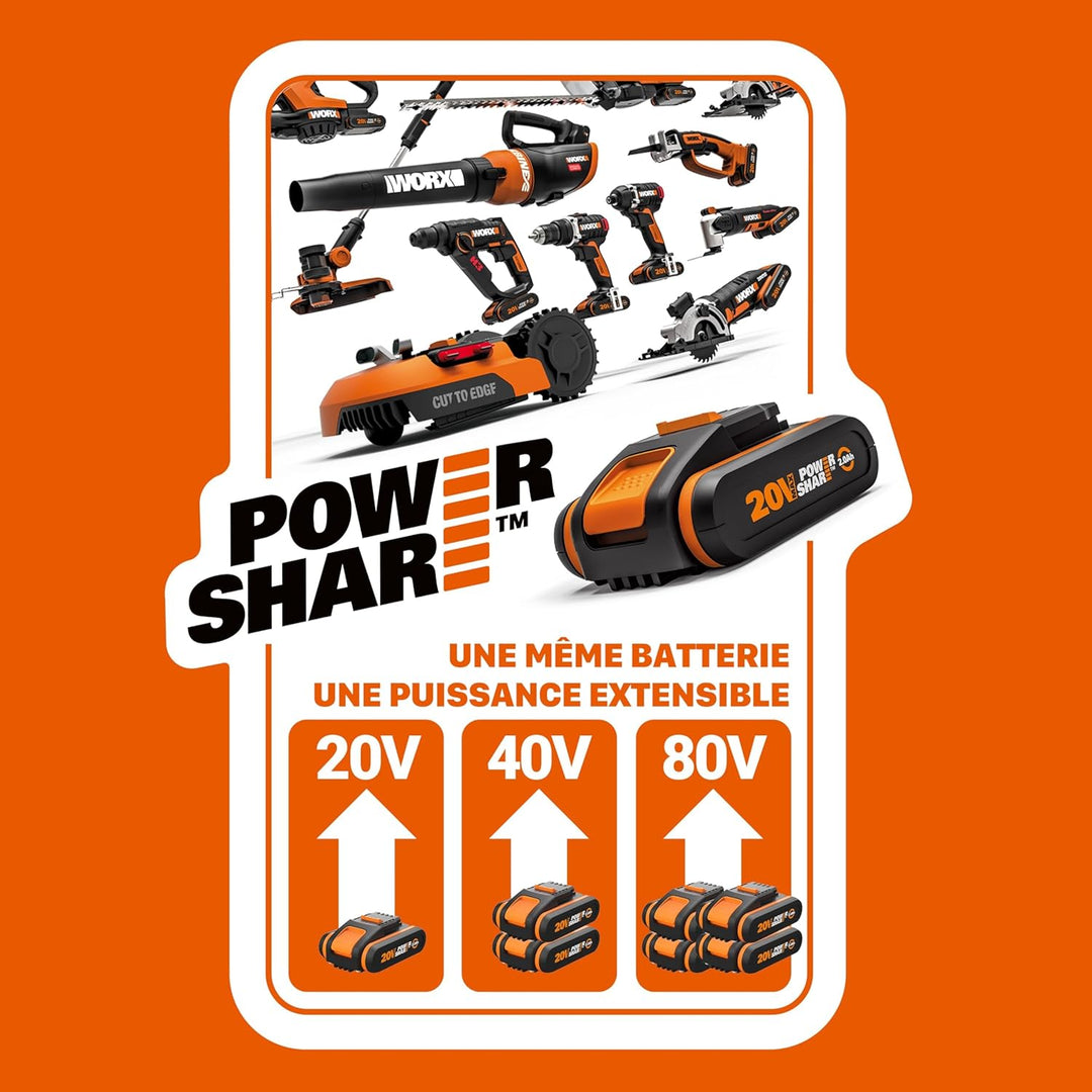 WORX NITRO WX823.9 20V 125mm Schleifscheibe Ideal für flache oder gekrümmte Oberflächen | Bürstenlos