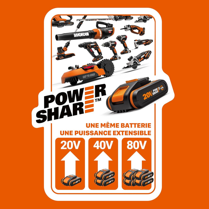 WORX NITRO WX823.9 20V 125mm Schleifscheibe Ideal für flache oder gekrümmte Oberflächen | Bürstenlos