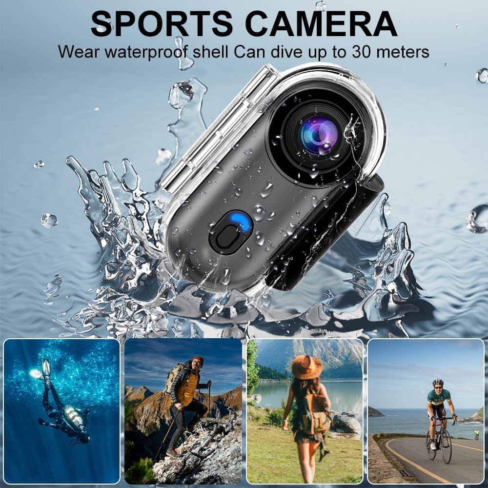 OBEST Mini Action Kamera mit 128GB 360 Action Cam WiFi Bodycam Körperkamera, 1080P Unterwasserkamera