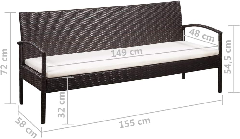 Goliraya 5-TLG. Garten-Lounge-Set mit Auflagen Sitzgruppe Gartengarnitur Gartenmöbel Outdoor Rattan