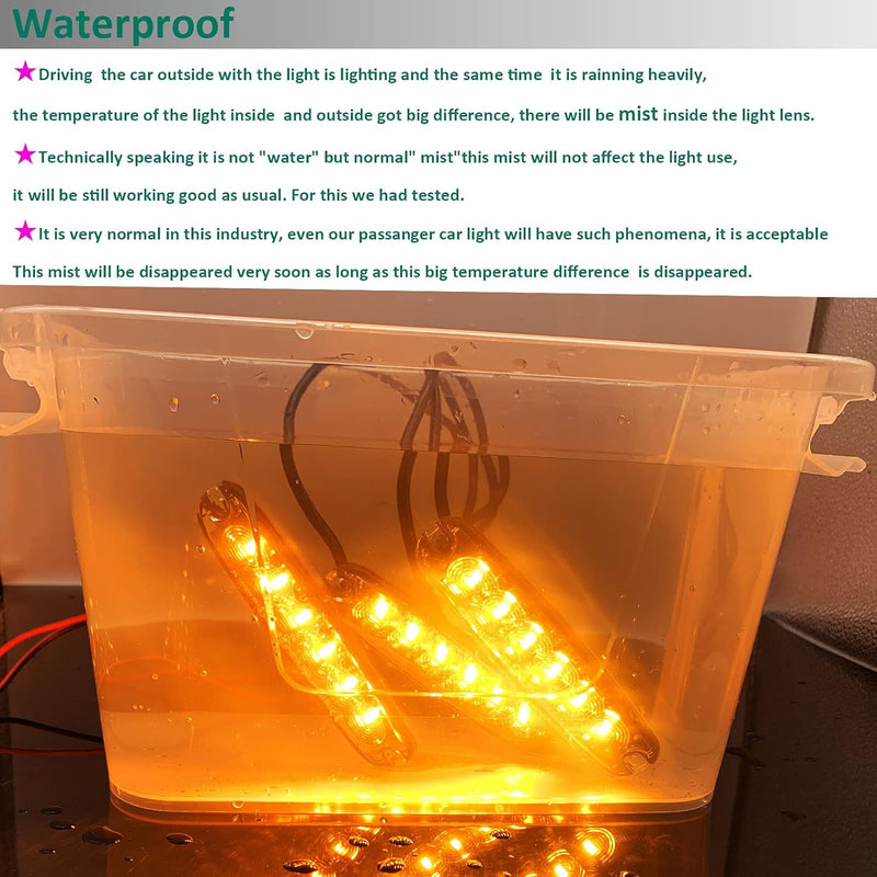 AGRISHOP 12V/24V 4LED Warnlicht Stroboskoplicht,Led Frontblitzer Amber Blitzer,Seite Warnung Blinkli