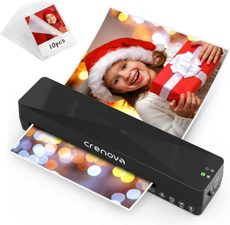 Crenova Laminiergerät A4/A5/A6,Schneller Laminator mit 10 Laminierfolien,Personal für Hausgebrauch,S