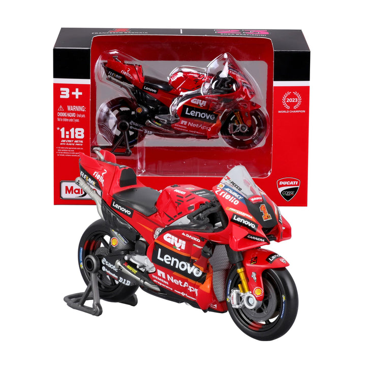 Bburago 1:18 Massstab 36396 – Ducati Desmosedici GP23 Motorrad Moto GP – #1 F. Bagnaia