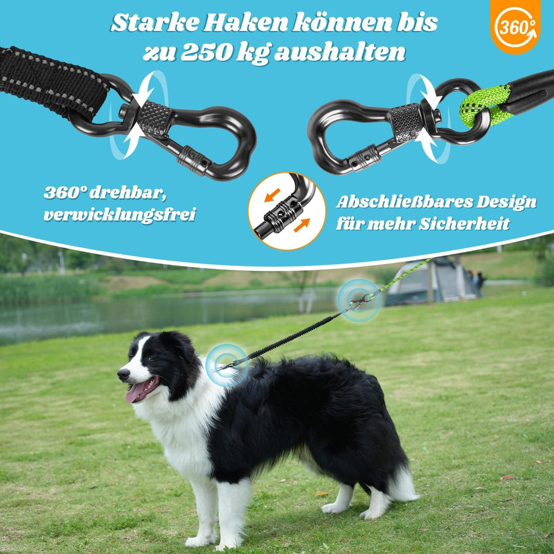 Aystkniet Schleppleine 10M für Hunde, Hundeleine mit Abnehmbare Elastische Kordel | Abschliessbarer