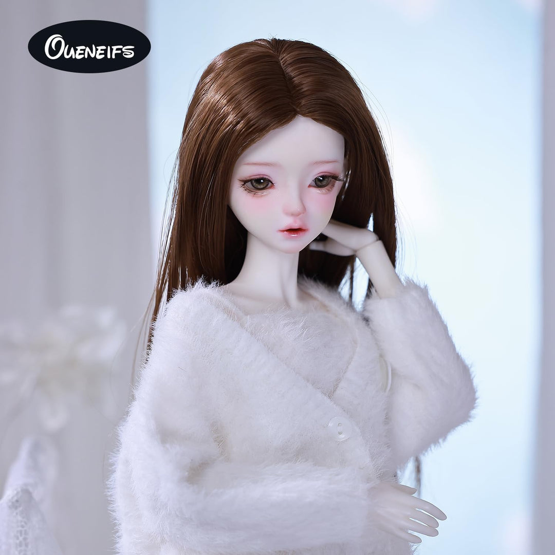 Oueneifs Puppenkleider-Set für BJD, Harz-Spielzeugzubehör: Cardigan+ Weste+ Hose (Weiss, für 1/4 BJD