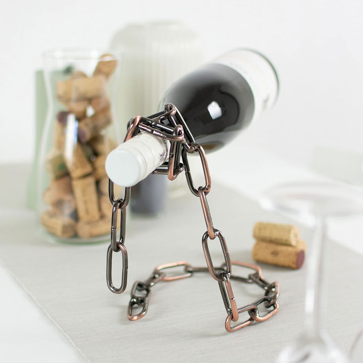 Weinflaschenhalter Ketten Design - Kupferfarbig, Metall - Weinständer Wein Aufbewahrung und Präsenta