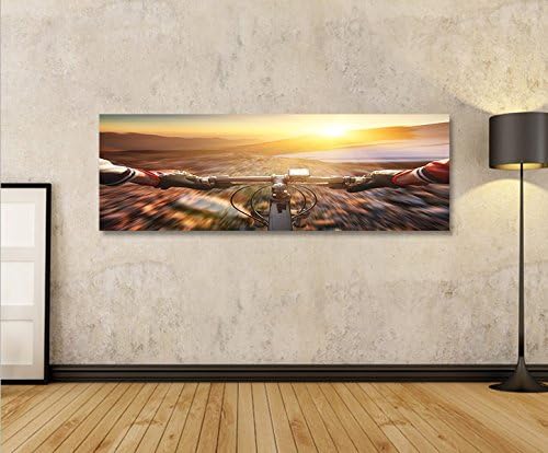 islandburner Bild Bilder auf Leinwand Mountain Bike V2 Down Hill Cross Panorama XXL Poster Leinwandb