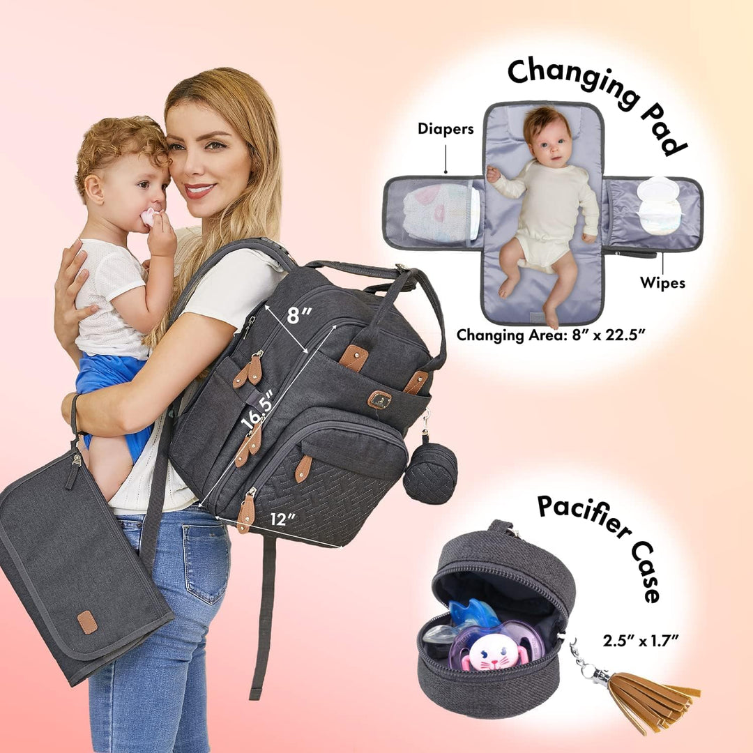 Wickeltasche Rucksack - Dikaslon Grosser Wickelrucksack mit Multifunktions-Babytaschen und mobiler W