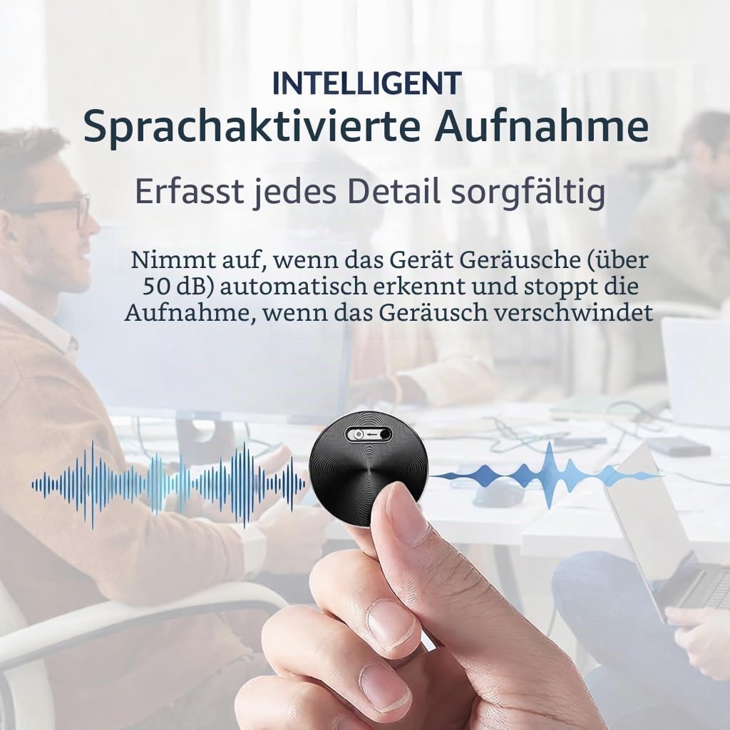 CleverTalk Q37 KI-Sprachrekorder | Sprachaktiviert | Mobile App, Mac & Windows + EU Cloud DSGVO | 64