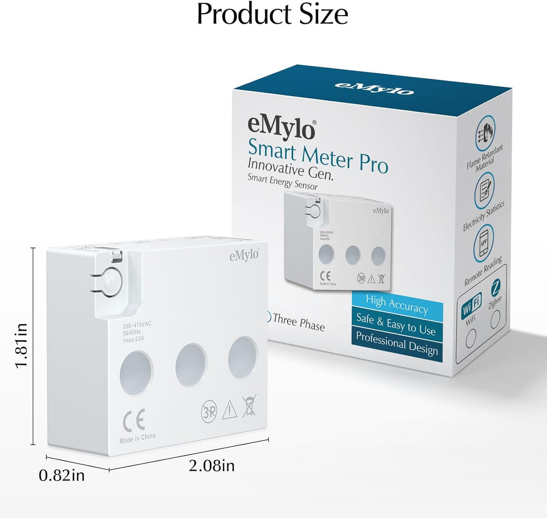 eMylo Smart Wifi Energiemessgerät Mini-Stromverbrauchsmessgerät 99% hohe Genauigkeit 3 Phasen Echtze