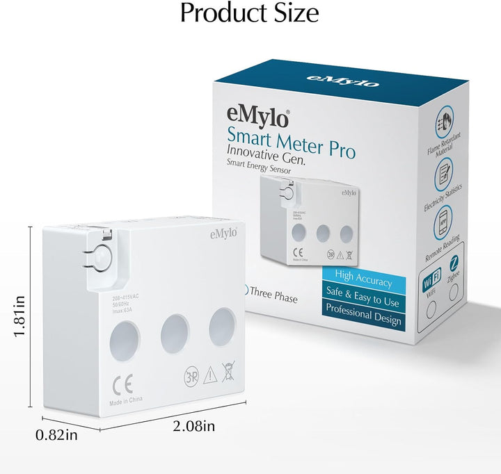 eMylo Smart Wifi Energiemessgerät Mini-Stromverbrauchsmessgerät 99% hohe Genauigkeit 3 Phasen Echtze