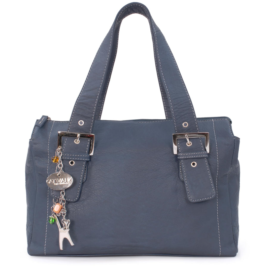 Catwalk Collection Handbags - Damen Leder Schultertasche - Handtasche Mittelgross mit Viele Fächer -