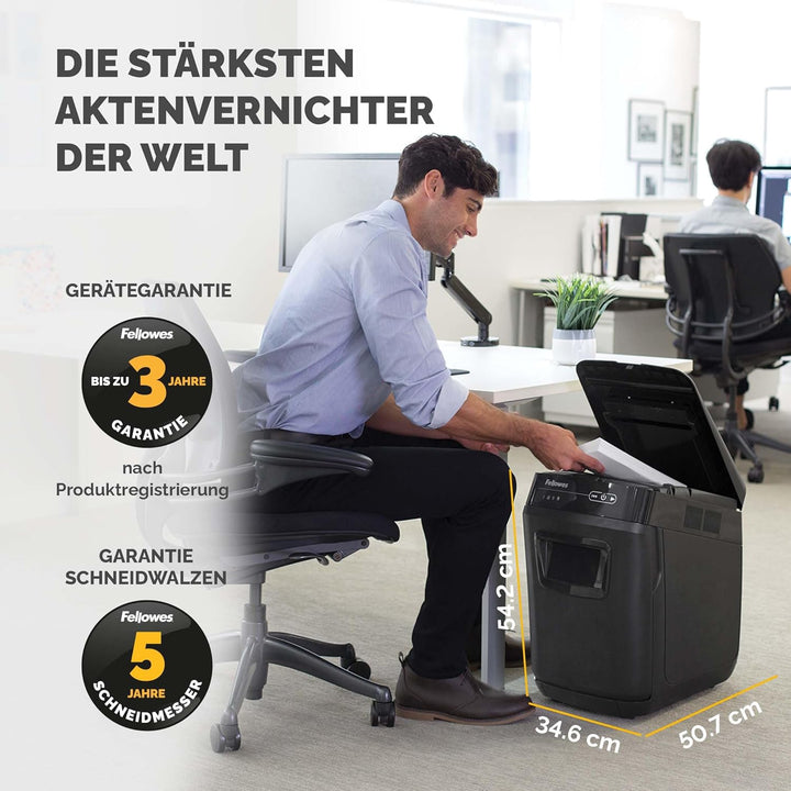 Fellowes Auto-Feed 150C Partikelschnitt Aktenvernichter (P-4), 150 Blatt, für 1-3 Nutzer im Büro ode