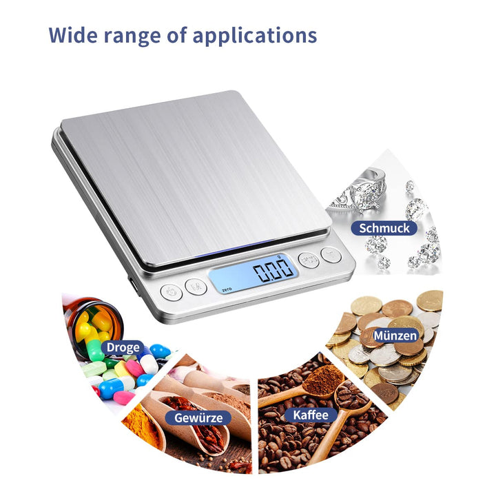 1kg/0.01g USB Aufladen Feinwaage Digitale Küchenwaage,Hochpräzise Grammwaage Digitalwaage Briefwaage