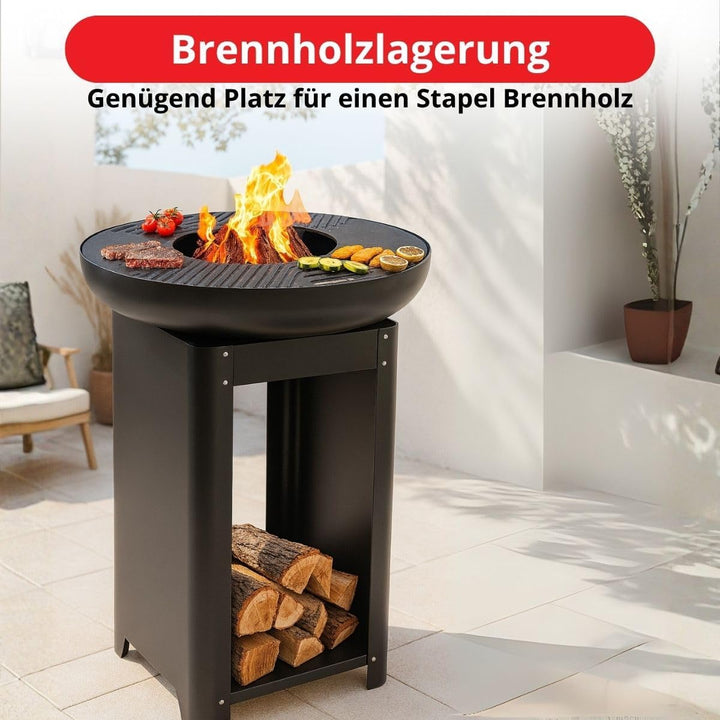 BBQ Collection 3-in-1 Feuerschale und Teppanyaki Grillrost - Feuerkorb - Plancha Grillplatte - 61 x