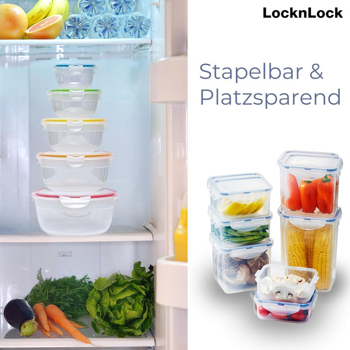 LocknLock PP Classic Vorratsdosen Set 5tlg., 250ml, 480ml, 850ml, 1,4L, 2,1L, Vorratsdosen mit Decke