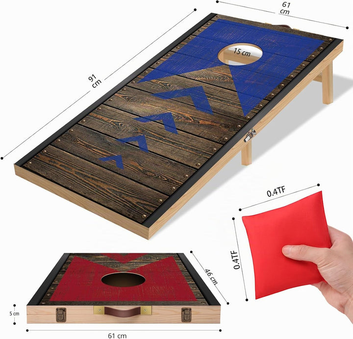 NZQXJXZ 90 x 60 cm Faltbar Cornhole Spiel Outdoor Cornhole Säckchen mit 8 Bohnensäcke & Tragetasche