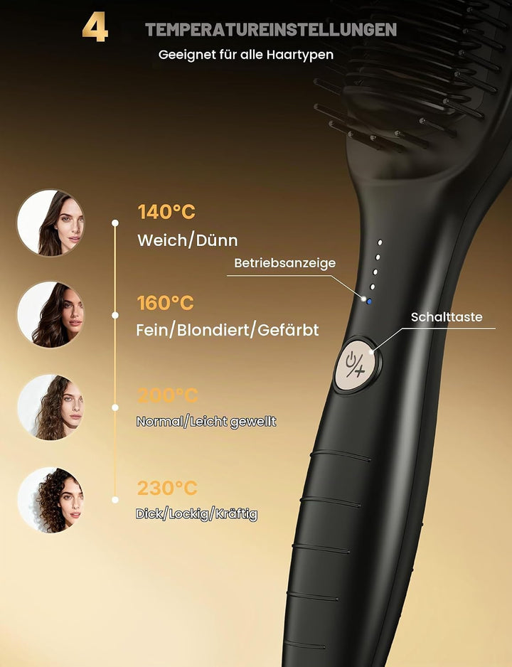 Glättbürste Breit Glätteisen Breit Extra 51mm, Glättungsbürste &amp; Haarglätter Professioneller 2 in 1,